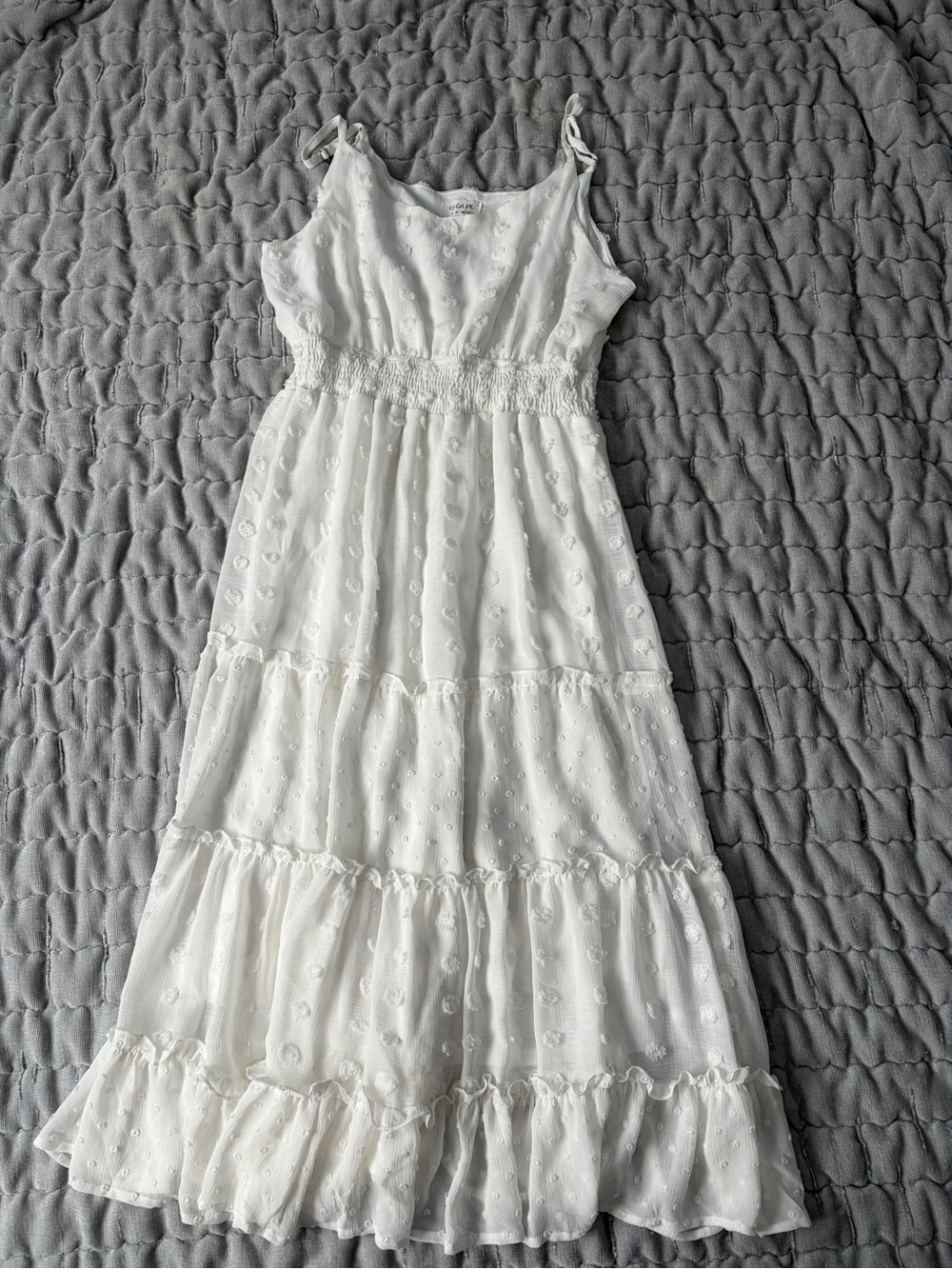 Blu Pepper White Eyelet Tiered Maxi Dress
